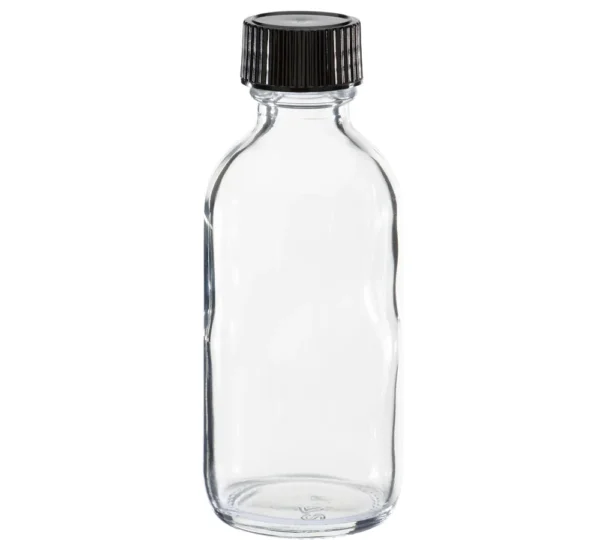 Botella de vidrio transparente de 2 oz