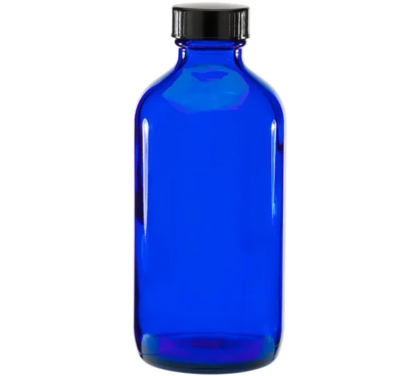 Blauwe glazen fles 8oz